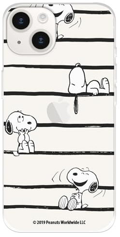 Schutzhülle kompatibel mit iPhone 15, offizielle Peanuts Snoopy Streifen, um Ihr Handy zu schützen, transparente Silikonhülle, flexibel, mit offizieller Snoopy-Lizenz