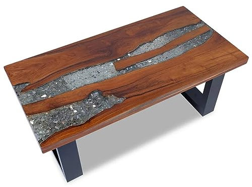 GuyAna Couchtisch Teak Harz 100x50 cm Wohnzimmertisch Wohnzimmer Tisch FüR Couch Tische FüR Wohnzimmer