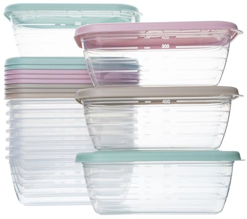 QILZO Pack de 12 Fiambreras de Alimentos 500ml, Recipientes de plástico para comida, Sin BPA, Recipiente Apto para Microondas, Lavavajillas, Congelador, Recipientes con Tapa
