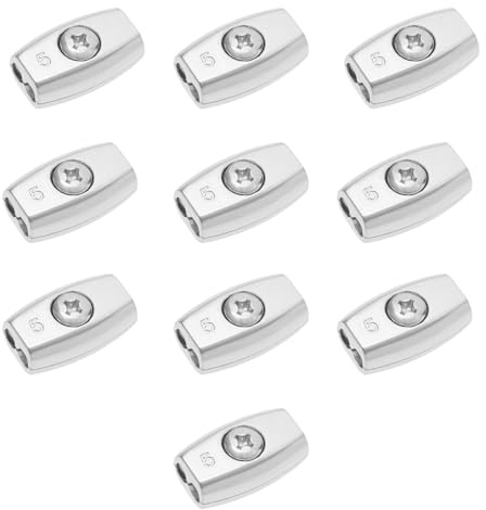LT Easiyl 10 Stück Drahtseilklemmen aus Verzinktem Stahl Eiförmige Kabelklemme Geeignet für Durchmesser 5mm Stahlkabelseil Doppelloch 33mm x 20mm