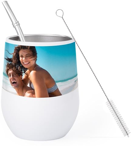 Made in Gift- Regalo Original - Mate Personalizado con Foto - Acero Inoxidable 250ml - Doble Pared Térmica - Con Bombilla y Cepillo - Ideal para Regalos Especiales