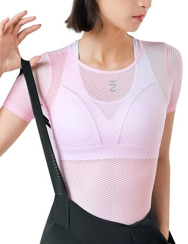 INBIKE Fahrradtrikot Radtrikot Rennrad Trikot Funktionsunterhemd Sportshirts Damen Kurzarm Fahrradbekleidung Sommer Atmungsaktiv Feuchtigkeitstransport Schnell Trocknend Rosa XL/2XL