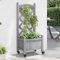 Rantry Pflanzkübel mit Rankgitter und Rollen Pflanzkasten Rankhilfe Pflanzkasten mit Spalier Blumenkasten mit Spalier Rankgitter Gartenspalier für Kletterpflanzen Grau Massivholz Tanne