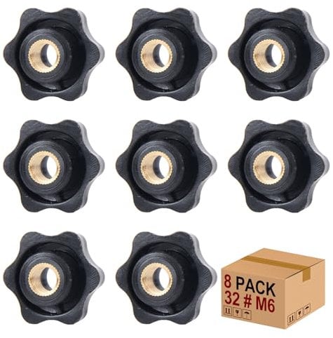 Sterngriffmutter Stern Muttern 8 Stück M6 × 32 MM Innengewinde Klemmknopf Griffmuttern Rändelmutter Klemmmutter Durch Loch Star Kopf für für Werkzeugmaschine, Maschine(M6)