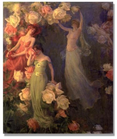NHLDZYH Impressionismus Poster, Kunstdrucke Poster Berühmte Maler, Berühmte Leinwanddrucke, Wandbilder Wohnzimmer Moderne (Parfüm der Rosen) 80x96cm Nur Leinwand