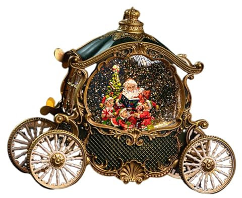 Milageto Schneekugel mit Weihnachtskutsche, Weihnachts-Schneekugel, glitzernder Tischaufsatz für Mama, Papa, Freundin, Freund, GRÜN