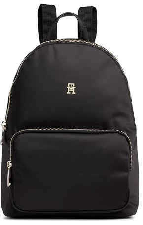 Tommy Hilfiger Damen Poppy Leichter Modischer Schulrucksack mit Laptop-Fach Rucksack, Schwarz, Einheitsgröße