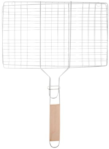 ORFOFE Barbecue Fish Grill Basket 17X12 Inch Metal Grill Rack with Heat Resistant Handle for Outdoor Bbq Camping Grilling Fish Vegetables Sausages