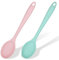 2 cucharas mezcladoras de silicona, cuchara de cocina antiadherente, cucharas de cocina de silicona para cocina, agitar, hornear, servir, cuchara de goma verde y rosa
