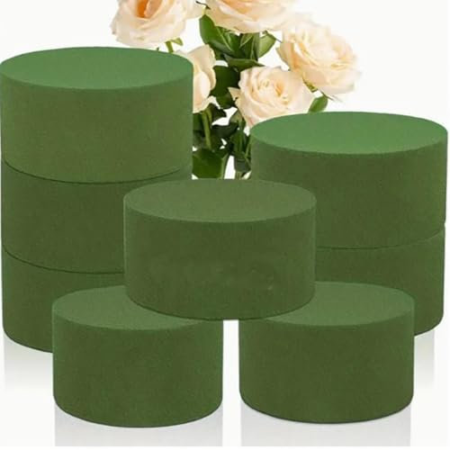 Aelmiyw 8 Pcs Round Floral Foam Blocks for Fresh and Artificial Flowers Arrangements, 3 Inch Dry & Wet Green Flower Foam for Flower Arrangements Florist Supplies