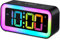 Euakee Lauter Wecker für Schlafzimmer mit RGB-Nachtlicht, schwere Schläfer Erwachsene, Doppelalarm, Dimmer, USB-Ladegerät, kleine Nachttisch-Digitaluhr mit Led-Anzeige für Teenager (Schwarz)