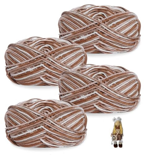 Bieiyhe Handstrickgarn Kuschelweich 4 X50 g,Baumwollgarn Farbverlauf,Gründl Baby Color,Verlaufswolle zum Häkeln,Babywolle,Strickwolle Set,Grobstrick Super Soft,Häkelgarn Bunt für Weben Von Schals