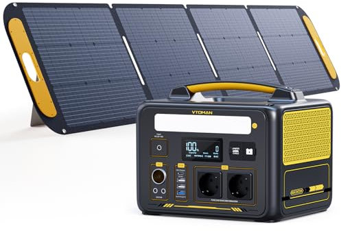 VTOMAN Jump 600X Station électrique Portable avec 220W Panneau Solaire - 600W/299Wh Générateur Solaire LiFePO4 Batterie électrique Générateur, PD 60W Typ-C Sortie/USB QC 3.0 Sortie, pour Camping