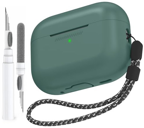 AhaStyle Hülle für Airpods Pro 2 Mit Reinigungsstift und Handschlaufe Weiches Silikon AirPods Pro 2. Generation Case Ganzkörper Cover Skin für Apple AirPods Pro 2 2024/2023/2022 Ladekoffer