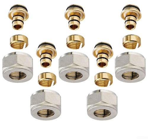 16mm Underfloor Heating Manifolds Connectors Fitting, Nickel Plated Fittings Underfloor Heating Manifolds Connectors Designed For Underfloor Heating Manifolds(5 Pcs)