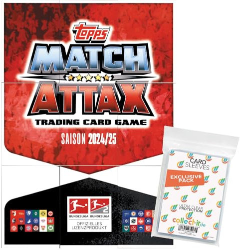 Bundle mit Topps Match Attax Bundesliga - 2024/25 - Alle 9 Puzzle Karten (Match Attax Logo) + Exklusive Collect-it Hüllen