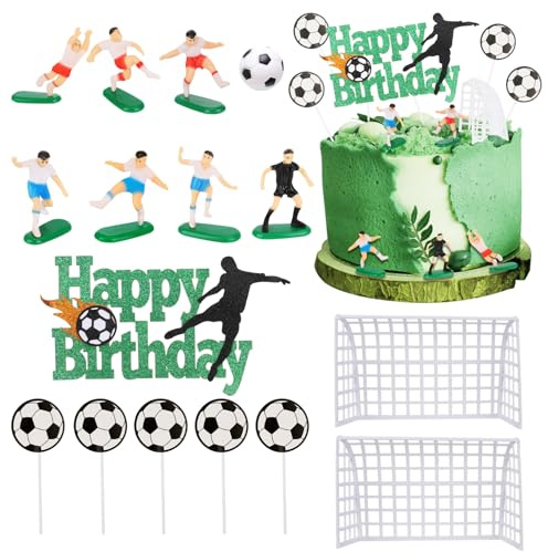 Halinuia 16 Stück Tortendeko Fussball, Fußball Deko Torte Fußball Kuchen Deko Geburtstag Cake Topper Torte Dekoration Für Fussball Fan Party,Geburtstag