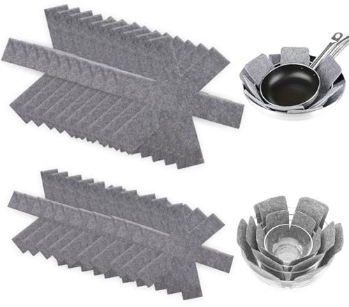 Velicber 20 Stück Pfannenschoner Filz Grau Pfannenschutz Stapelschutz Pfannenschoner Stapelschutz Topfschoner aus Filz für Pfannen, Töpfe und Schüsseln, Küchenutensilien(10X Ø 38 cm, 10X Ø 26 cm)