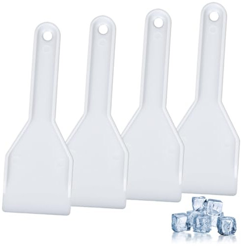 UEIOAVL Rascadores de hielo para frigoríficos, 4 piezas de raspadores de hielo para refrigeradores y congeladores raspadores de hielo de plástico para eliminar hielo y nieve (blanco)