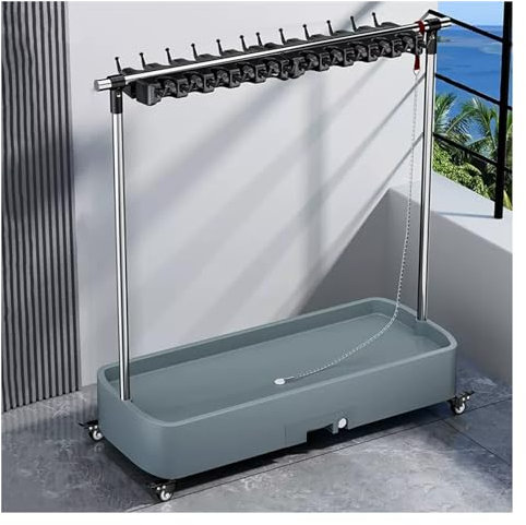 XUCAJING Commercial Mop Rack, Broom Organizer, Umbrella Stand, Cleaning Cart on Wheels, Floor Standing Cleaning Tool Cart(92X40X96Cm(20Slots))/White/92 * 40 * 96Cm(20Slots)