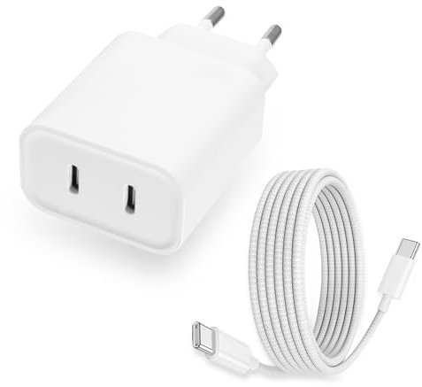iPad Ladekabel Original mit USB C Netzteil,Dual 20W iPad Ladegerät Schnellladegerät,iPhone 15 ladekabel Apple Original füriPad Pro 12.9/11 2018~2022//Mini 6/Air 5/4 iPhone 15 16 Pro/Max
