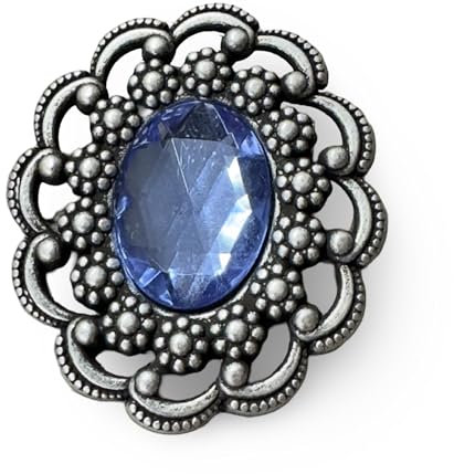 hübsche altsilber farbene mit Brosche zum Anstecken 50mm x 43mm (1 Stück) (blau)