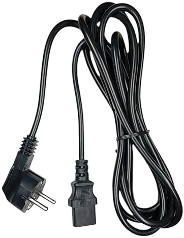 5m Kaltgerätekabel 230V 10A Netzkabel 3 Polig Stromkabel Schwarz | Stecker Gewinkelt Typ F CEE 7/4, Kaltgerätekupplung C13 Buchse, Für PC Computer Monitor Drucker