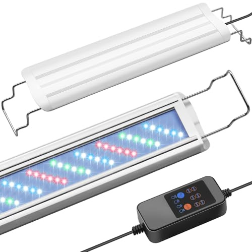 FEDOUR 30-45cm LED Aquarium Light with Timer&10-Level Brightness Adjustment, Full Spectrum Fish Tank Light for Plant Growth, Auto 24/7 Daylight Cycle, Extendable Brackets, for Freshwater Planted Tank