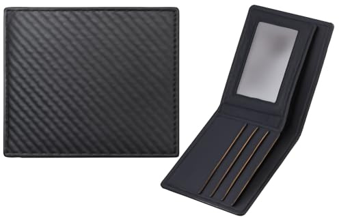 Hawpasy 2PCS Portefeuille Homme avec Porte-Cartes, Compartiments à Billets et Poche à Monnaie Porte Carte pour Travail, Fenêtre Transparente pour Carte D’Identité, Format Compact