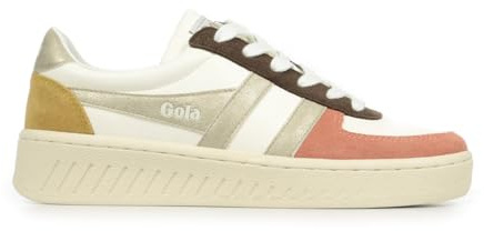 Gola Grandslam Quadrant CLB207LU Women's Trainers, Off White Gold Terracotta Mustard, 7 UK