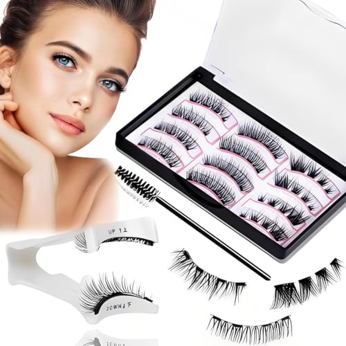 THQAE Lot de 6 paires de cils magnétiques 3D, faux cils magnetique, Aspect naturel, Avec applicateur et pince, Imperméables et réutilisables, Pour maquillage quotidien ou rendez-vous, mariage