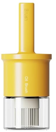 Ölpinsel aus Silikon mit Flasche for Küche, Pfannkuchen, Grillen, Backen, integriertes Glas Zum Kochen oder Backen(Yellow)