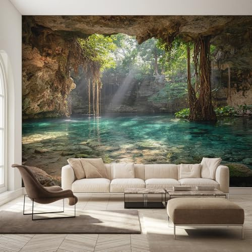 Generisch Fototapete Naturlandschaft Wohnzimmer Tapete Landschaft Wald See Tapeten, Vliestapete Schlafzimmer Motivtapeten, Wandtapete Wanddeko 400 x 280 cm (B x H) Y&W25