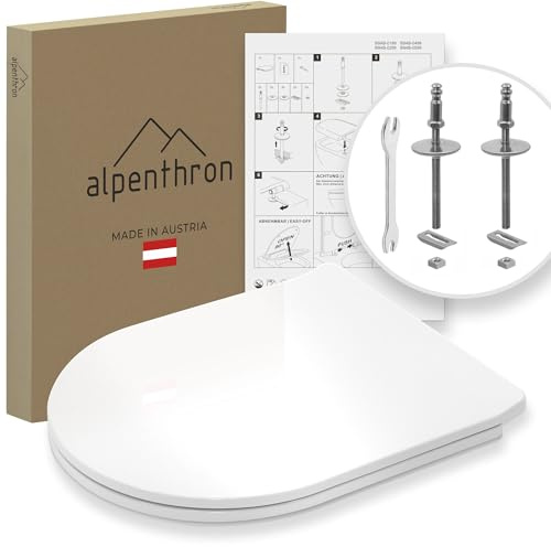 Alpenthron Alpengold WC-Sitz D-Form – Duroplast mit Softclose & Quick Release – Antibakteriell, extra schlankes Design – Universell passend, einfache Montage – Made in Austria