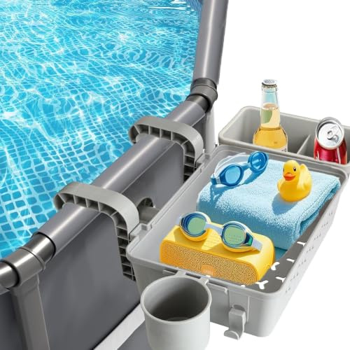 Panier Rangement Piscine,Plateau de Rangement à Bord de Piscine,Durable avec Égouttage Rapide,Accessoire Indispensable pour Piscine,Panier de Rangement pour Piscine Hors Sol