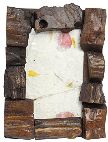 Oriental Galerie Rustikaler Bilderrahmen aus Holz Fotorahmen Rahmen Landhausstil Thailand Braun, Design:B1 - Braun;Größe:10x15 cm