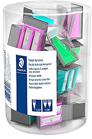 STAEDTLER 512 60C Doppelspitzdose, Zwei Spitzlöcher für unterschiedliche Stiftformate, 512 60C im shelf-ready packaging, 51260CKP18