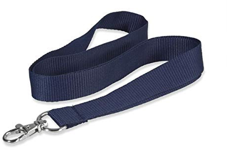 Kandinsky Schlüsselbänder Lanyards unbedruckt, Dunkelblau (blau), mit Verschluss, 20 mm Breite (50 Stück)