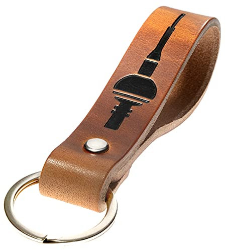 ELBERCRAFT® Schlüsselanhänger Leder Fernsehturm Berlin in schwarz geprägt das kleine Geschenk zum Geburtstag für deinen Lieblingsmenschen Frauen oder Männer Souvenir