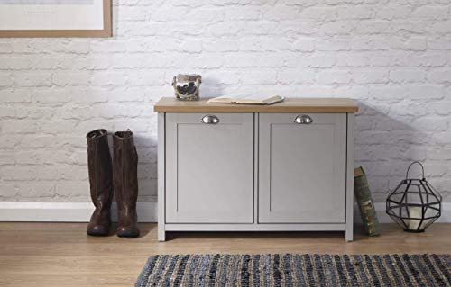 Home Source Lancaster Grey & Oak Coloured Occasional Range - Shoe Cabinet