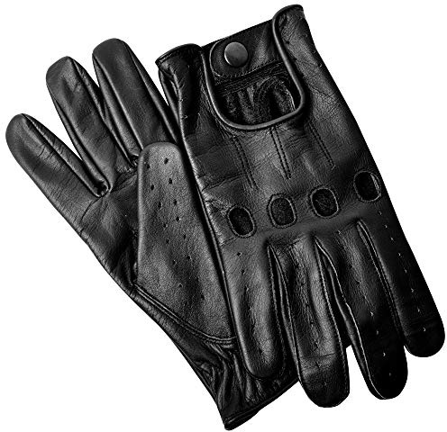 Hand Fellow Vintage Retro Unfütterte Fahrhandschuhe Herren Schwarz Leder Motorsport Autorennen Flexibel Beidhändig S, M, L, XL