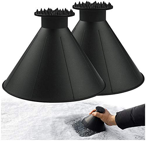 Magical Ice Scrapers for Car Windshield - 2 Pack Cone Magic Car Ice Scraper with Funnel, Round Snow Scraper