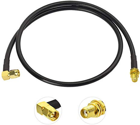 Bingfu Prolunga antenna radio Ham SMA maschio angolo retto a femmina Cavo jumper coassiale RG58 1m per radio Ham BaoFeng Wouxun Icom Vertex Standard Horizon Marine Radio VHF