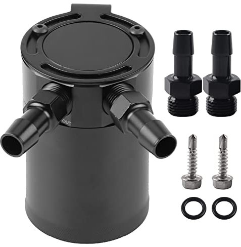 EVGATSAUTO R¨¦servoir d'huile Compact ¨¤ d¨¦flecteur Universel ¨¤ 2 Ports ¨¤ chicanes, bac de r¨¦cup¨¦ration d'huile, bidon Compact ¨¤ d¨¦flecteur d'huile Noir 2 Ports