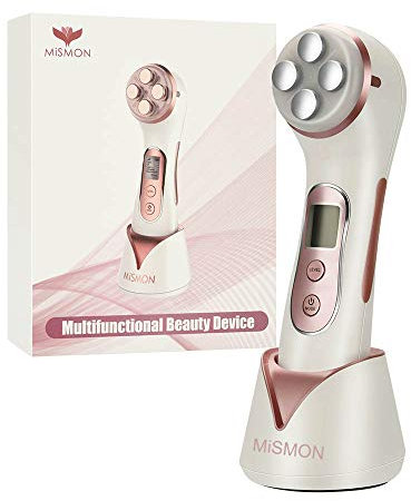 MiSMON Facial Aparato Radiofrecuencia, 5 Modos de Terapia de luz LED, Aparato Facial Ultrasonido, Limpieza Profunda, Antiarrugas, Rejuvenecimiento, Anti-envejecimiento, Anti-acné, Cuidado Facial
