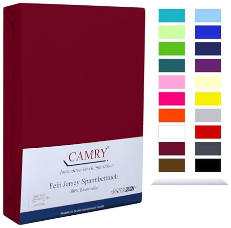 CAMRY Spannbettlaken für Babybett & Kinderbett, 60x120-70x140 cm, Jersey Spannbetttuch Baumwolle, Bordeaux