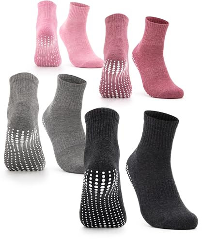 Occulto Damen Stoppersocken 2-4 Paar (Modell: Madeleine) 4 Paar|Schwarz,Grau,Pink,Rot 35-38