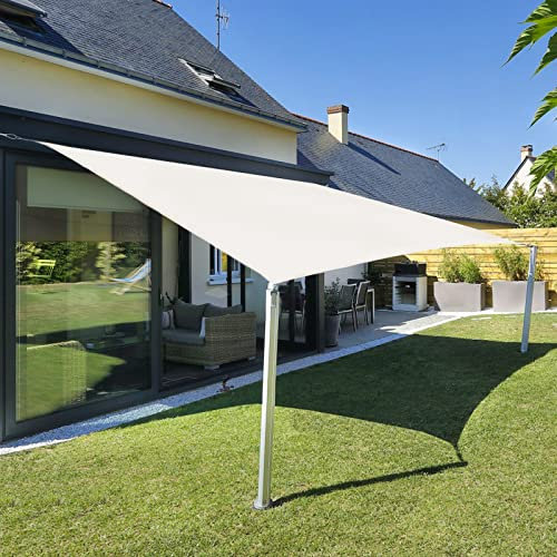 Sunnylaxx 4x5m Crema Tenda a Vela Rettangolare, Impermeabile Vele Parasole Protezione UV per Esterno, Giardino e Terrazza, Piscina