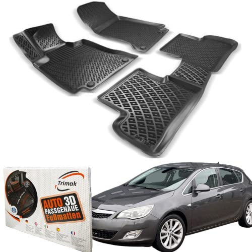 Trimak Passgenau 3D Fussmatten Auto Kompatibel mit Opel Astra G & H 1998-2010 Auto Zubehör 1. Und 2. Reihe Gummimatten Autos TPE Allwetter Geruchlos rutschfest Vorne und Hinten Schwarz