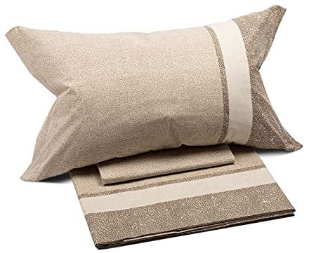 Caleffi 1003625 Cotone Nevada2 Completo Lenzuola per Matrimoniale Letto, Naturale